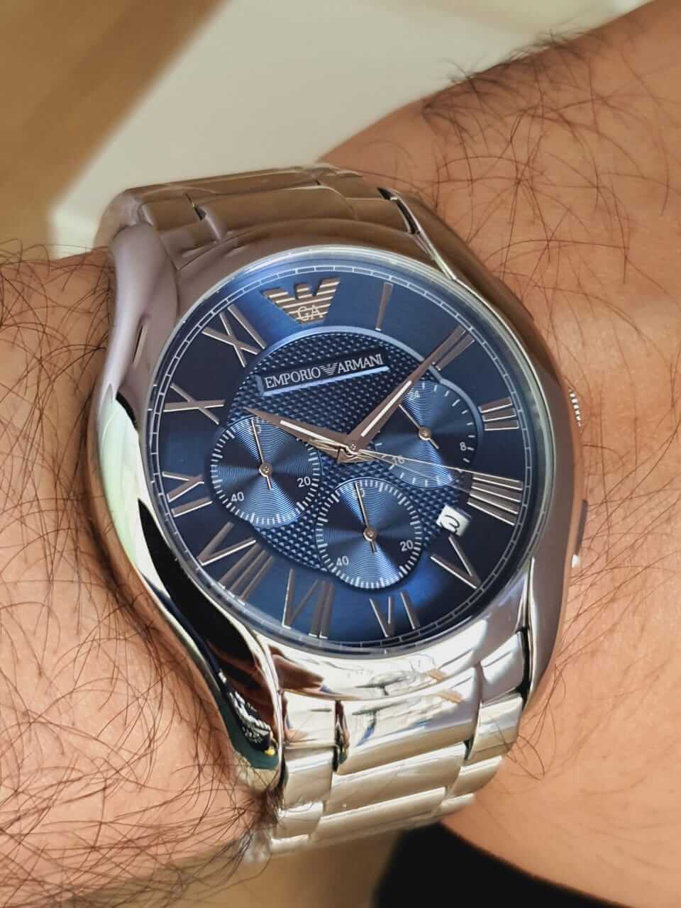 Emporio Armani Men’s Analogue Quartz Stainless Steel Blue Dial 45mm Watch AR11082