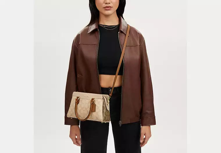 Coach Mini Darcie Carryall Bag In Blocked Signature Canvas