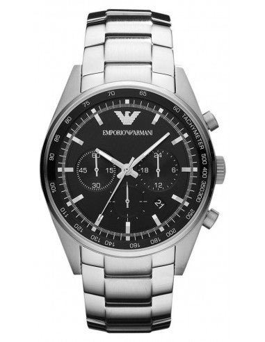 Emporio Armani Men’s Chronograph Stainless Steel Black Dial 43mm Watch AR5980