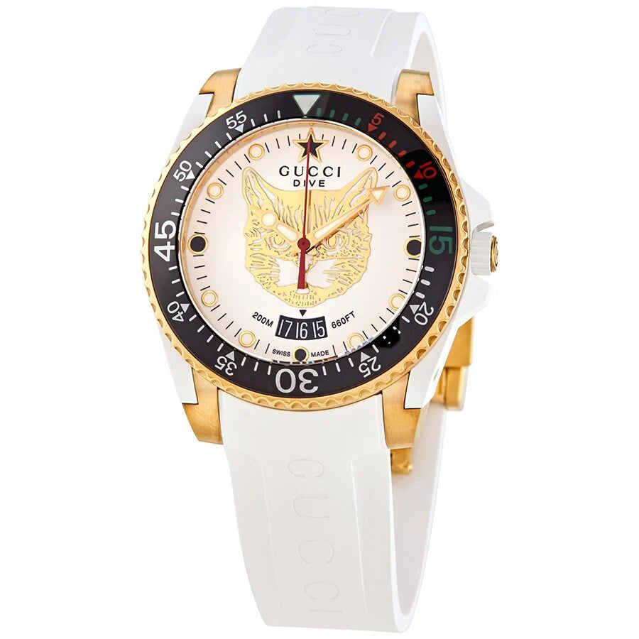 Gucci dive quartz white dial ladies watch ya136322