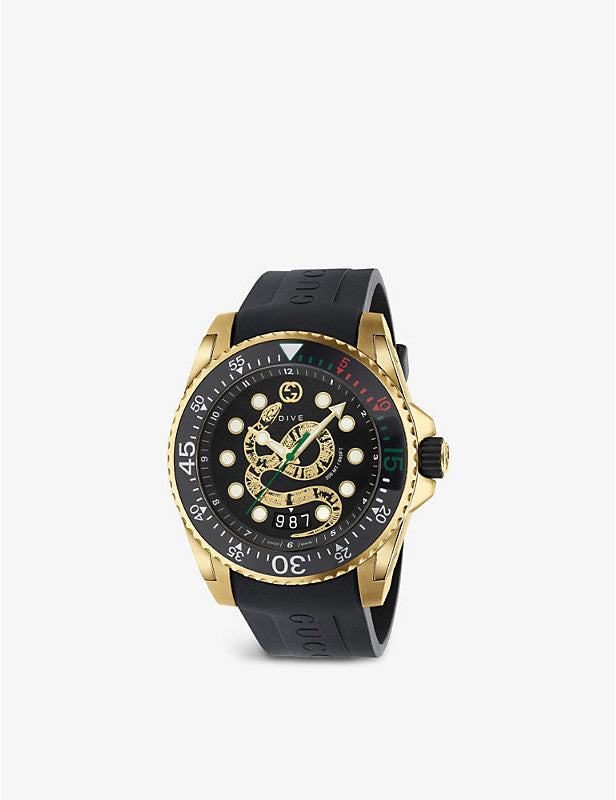 Gucci dive quartz black dial men's watch ya136219