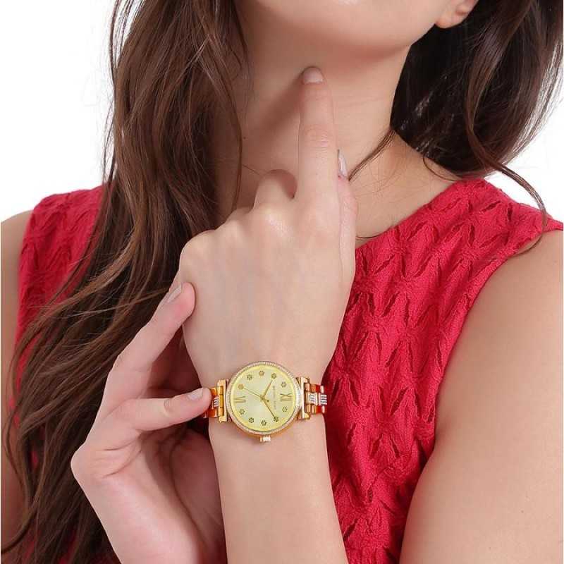Michael Kors Women’s Quartz Stainless Steel Gold Dial 36mm Watch MK3881