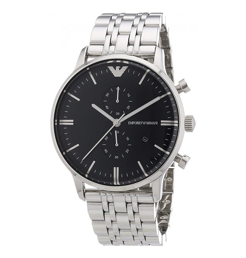 Emporio Armani Men’s Quartz Stainless Steel Black Dial 43mm Watch AR0389