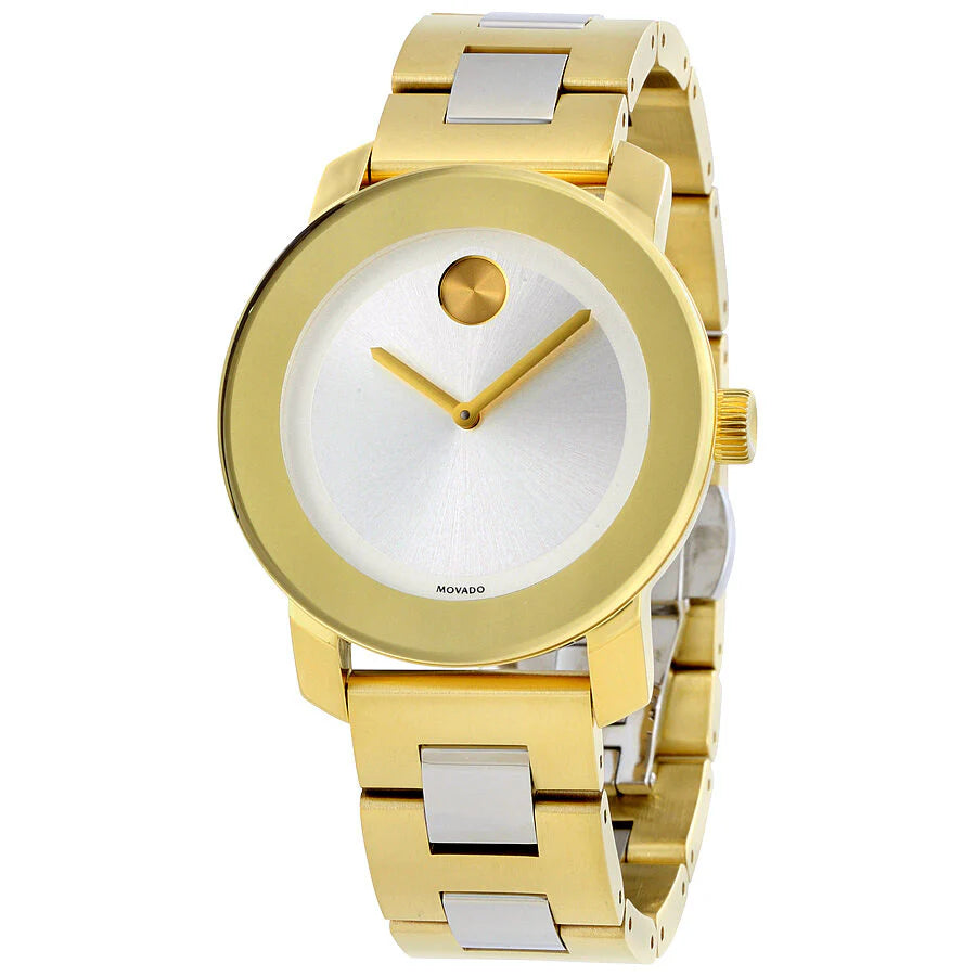 Movado bold silver dial yellow gold pvd ladies watch 3600129