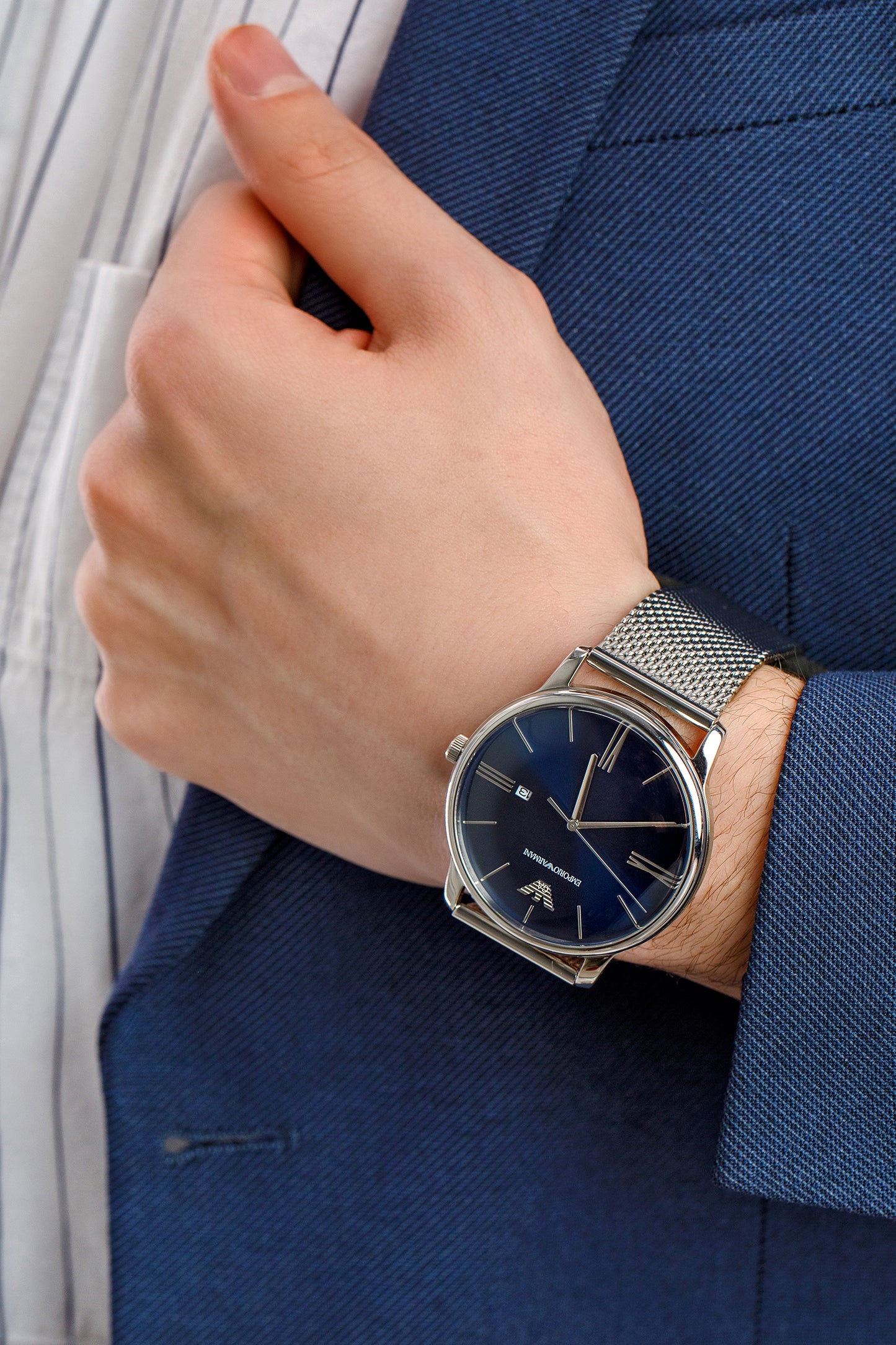 Emporio Blue Sunray Dial Stainless Steel AR11571