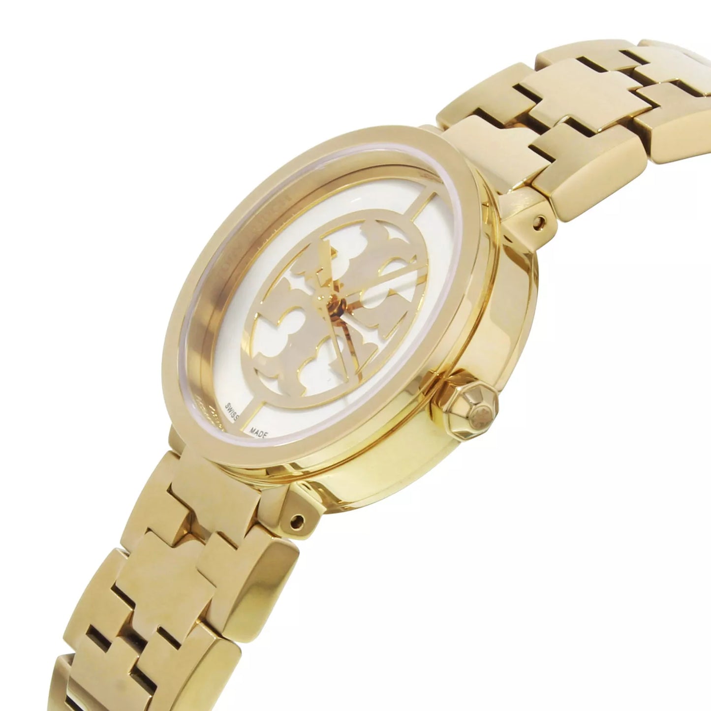 Tory Burch Reva White Dial Gold Tone Stainless Steel Quartz Ladies Watch TRB4011