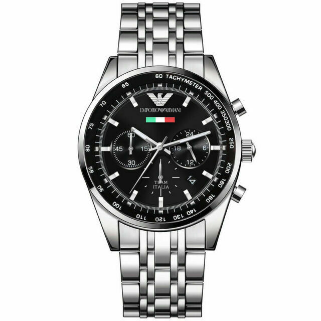 Emporio Armani Men’s Chronograph Stainless Steel Black Dial 43mm Watch AR5983