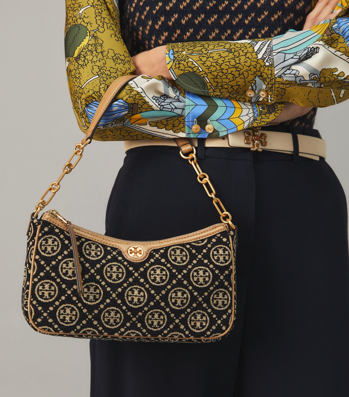 Tory Burch T Monogram Chenille Studio Shoulder Bag