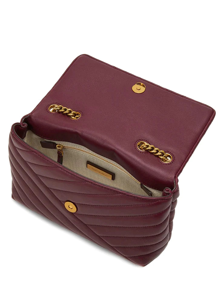 Tory Burch Kira Chevron Small Convertible Imperial Garnet