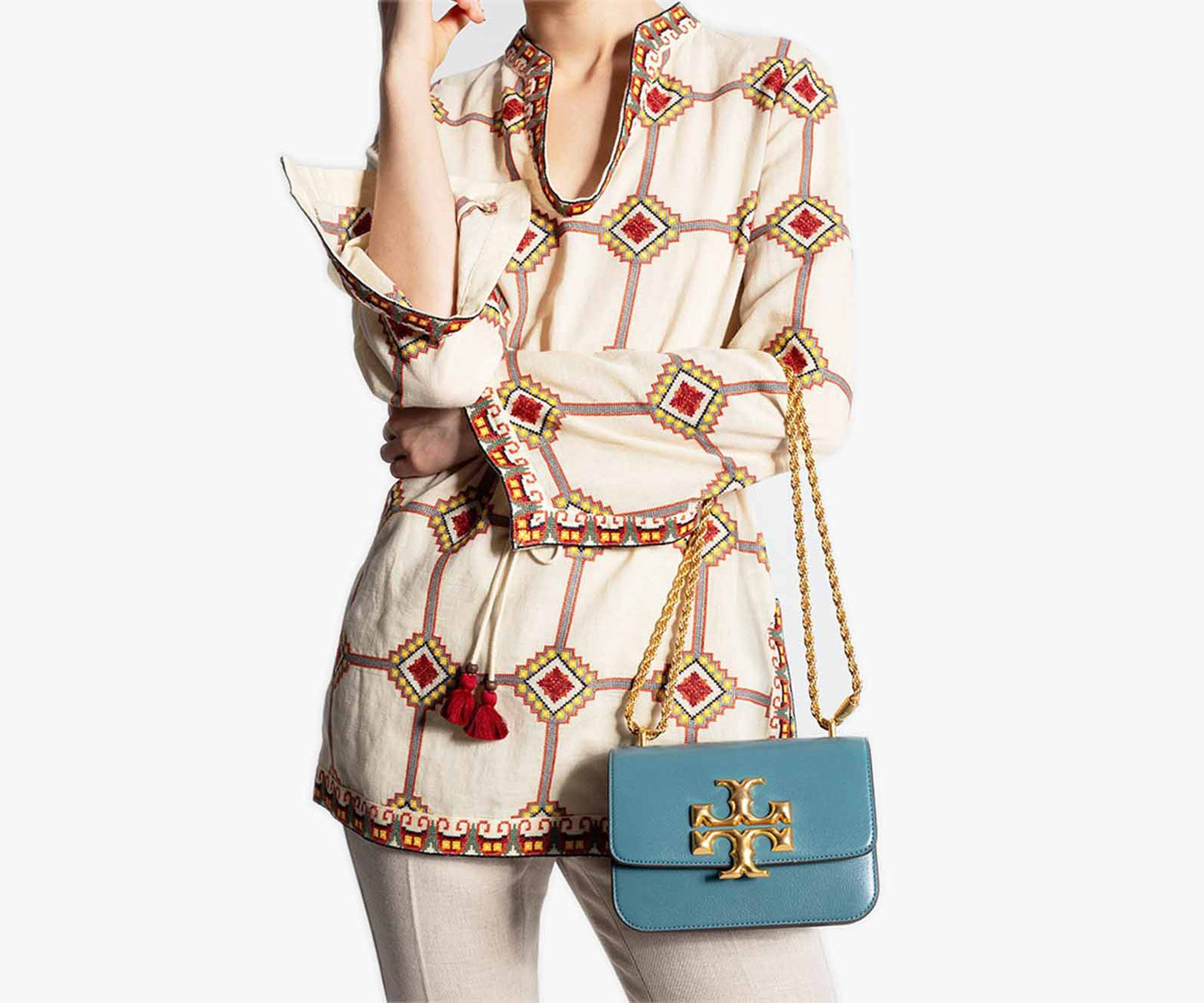 Tory Burch – Eleanor Textured Convertible Shoulder Bag (Brisk blue)