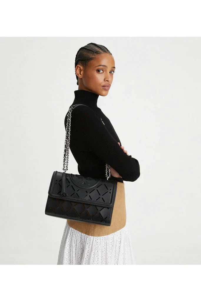 Tory Burch Fleming Diamond Large Bag - Black