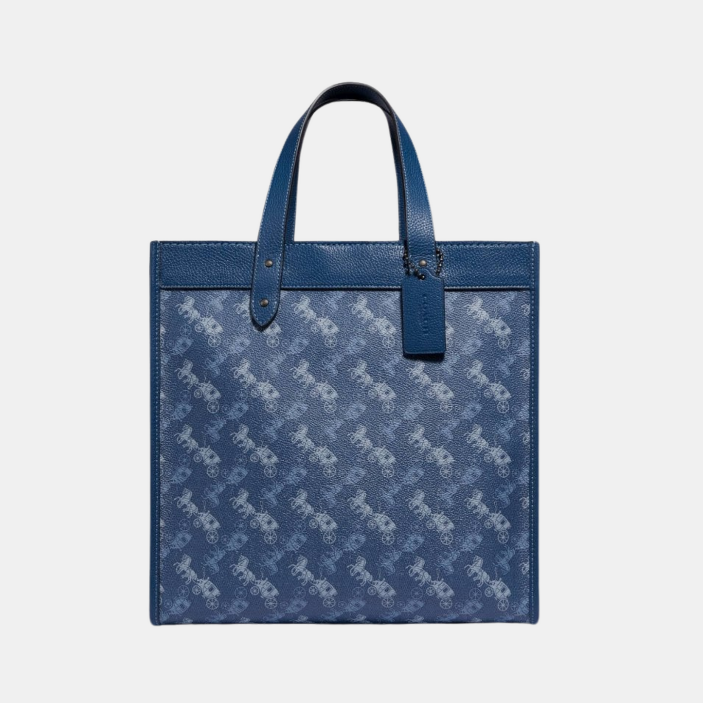 Coach Field Tote In Signature Canvas With Horse And Carriage Print Bag - Blue