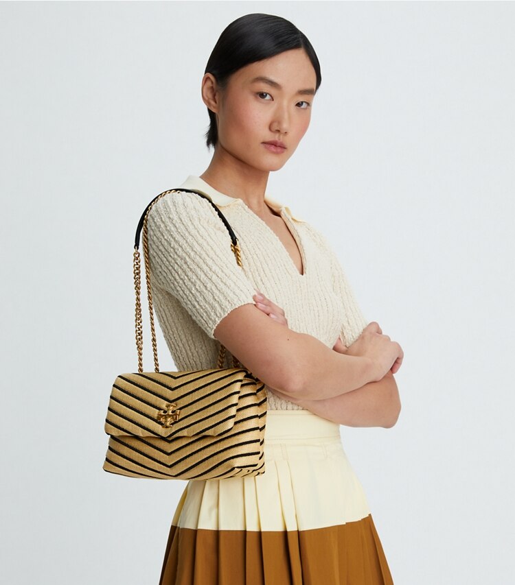 TORY BURCH KIRA CHEVRON SOFT STRAW Medium SHOULDER BAG