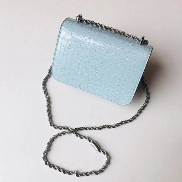 Tory Burch Eleanor Embossed Shoulder Bag small (Misty Blue)