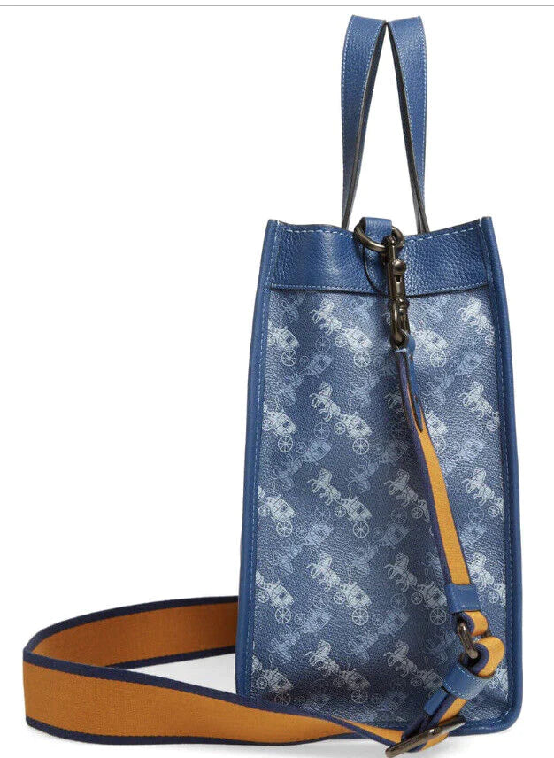 Coach Field Tote In Signature Canvas With Horse And Carriage Print Bag - Blue