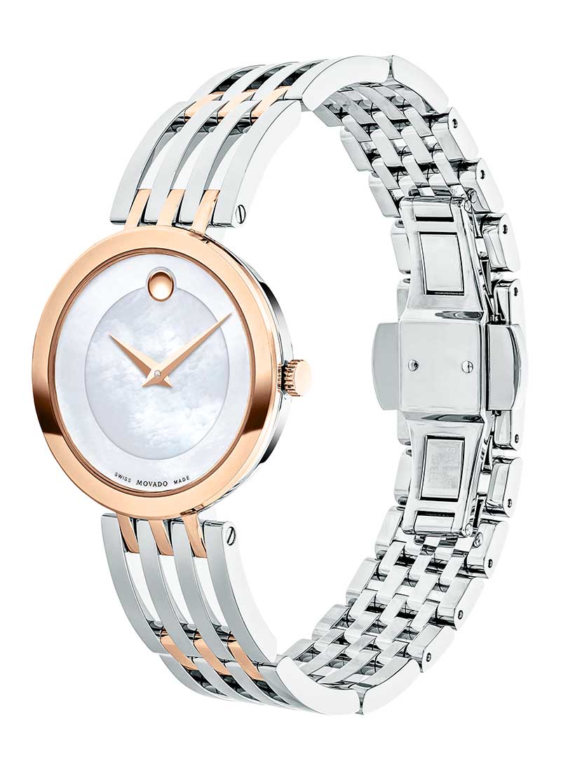 Movado Women’s Quartz Swiss Made Stainless Steel Mother of pearl Dial 28mm Watch 0607114