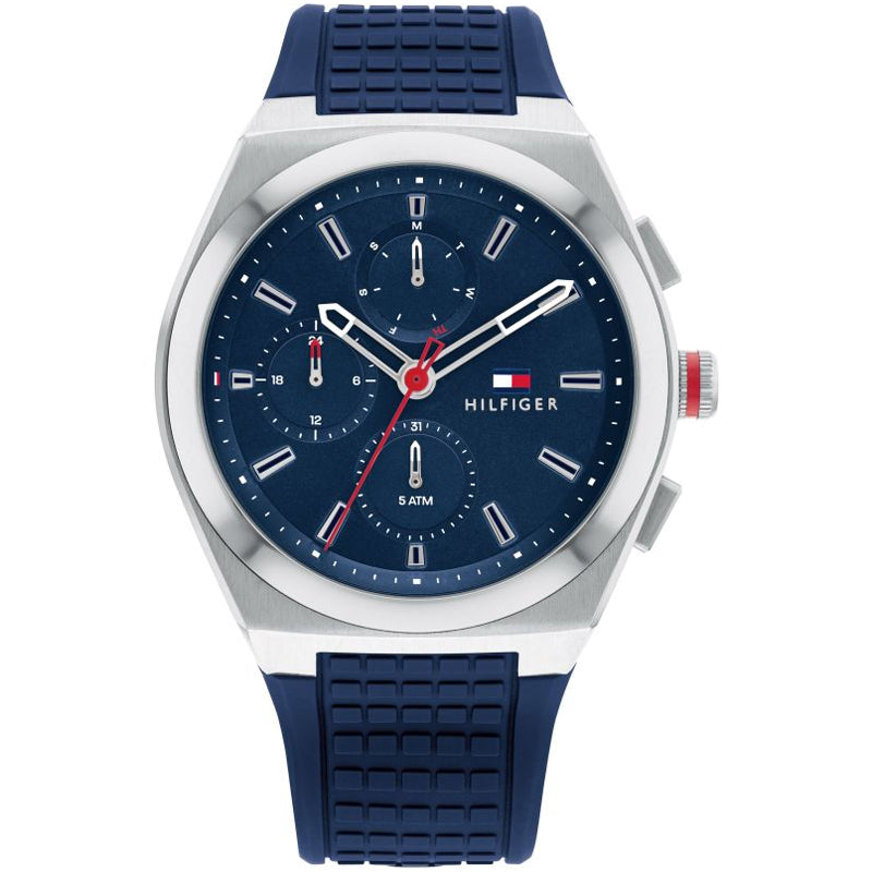 Tommy Hilfiger Multifunction Blue Dial Rubber Strap Connor 44mm 1791899