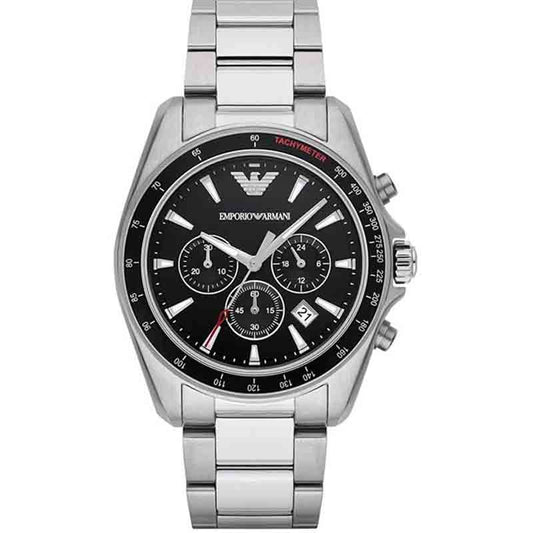 Emporio Armani Men’s Chronograph Quartz Stainless Steel Black Dial 44mm Watch AR6098