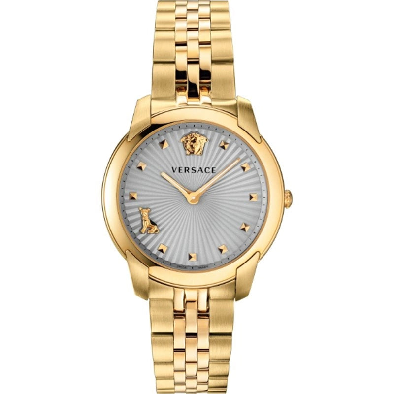 Versace Women’s Quartz Swiss Made Gold Stainless Steel Grey Dial 38mm Watch VELR00719