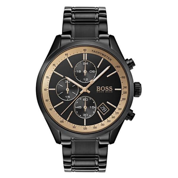 Hugo Boss Men’s Chronograph Quartz Stainless Steel Strap Black Dial 44mm Watch 1513578