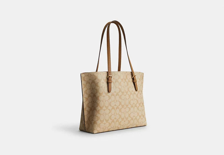 Coach Mollie Tote In Signature Canvas Gold/Khaki Saddle