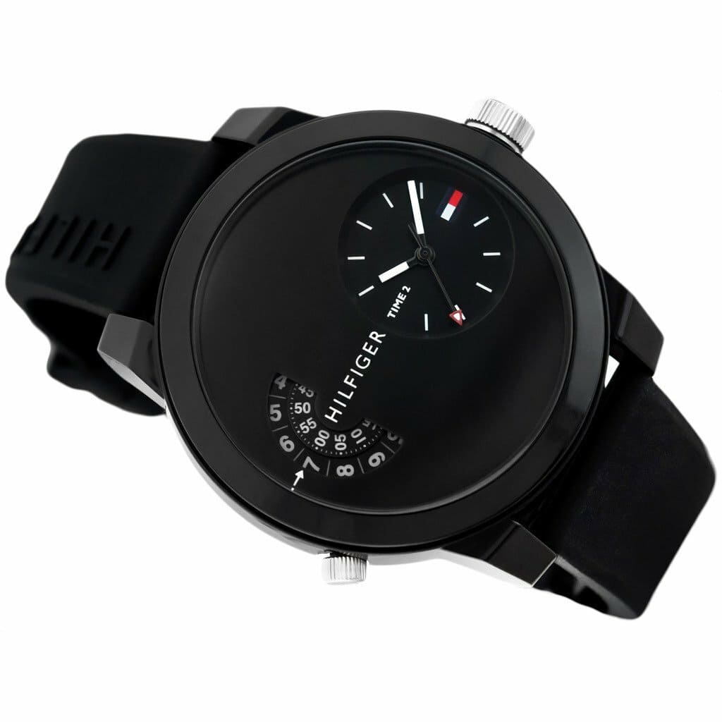 Tommy Hilfiger Men’s Quartz Silicone Strap Black Dial 44mm Watch 1791555