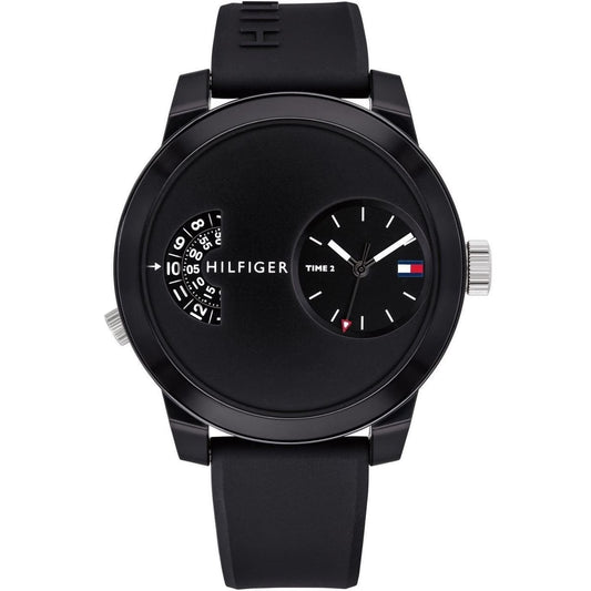 Tommy Hilfiger Men’s Quartz Silicone Strap Black Dial 44mm Watch 1791555