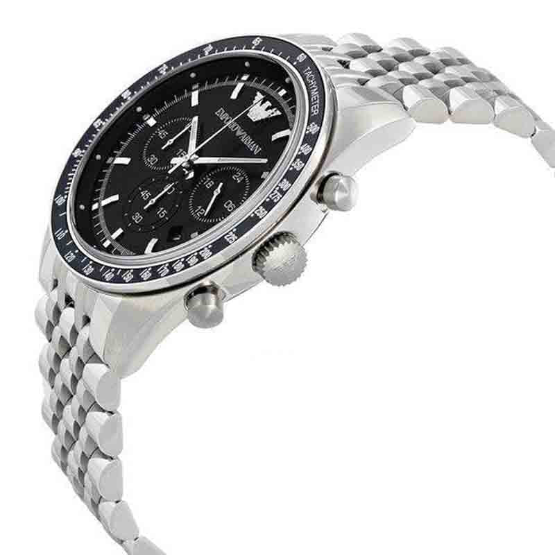 Emporio Armani Men’s Chronograph Quartz Stainless Steel Black Dial 46mm Watch AR5988