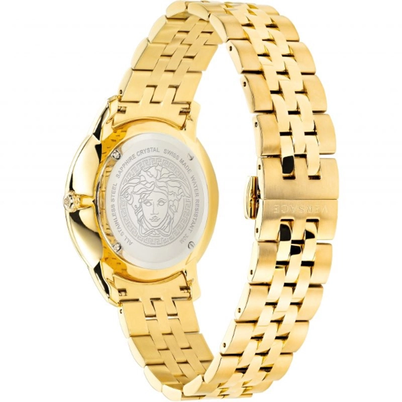 Versace Women’s Quartz Swiss Made Gold Stainless Steel Grey Dial 38mm Watch VELR00719