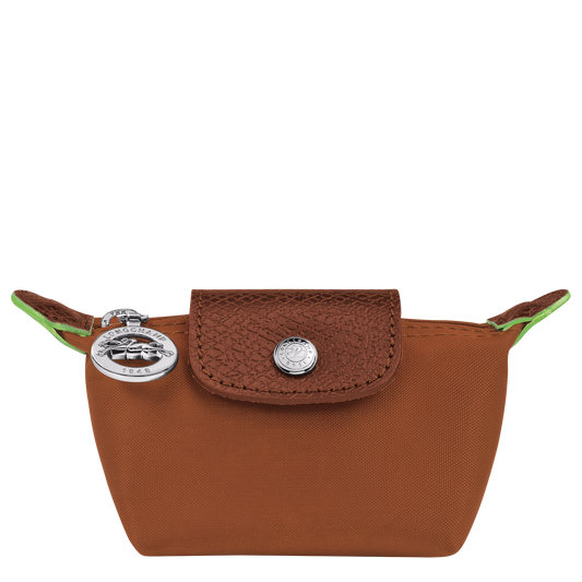 Longchamp Le Pliage Green Coin Purse Cognac Canvas