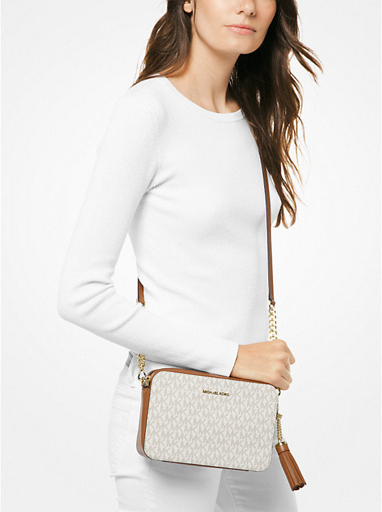 Michael Kors Ginny Medium Logo Crossbody Bag Vanilla