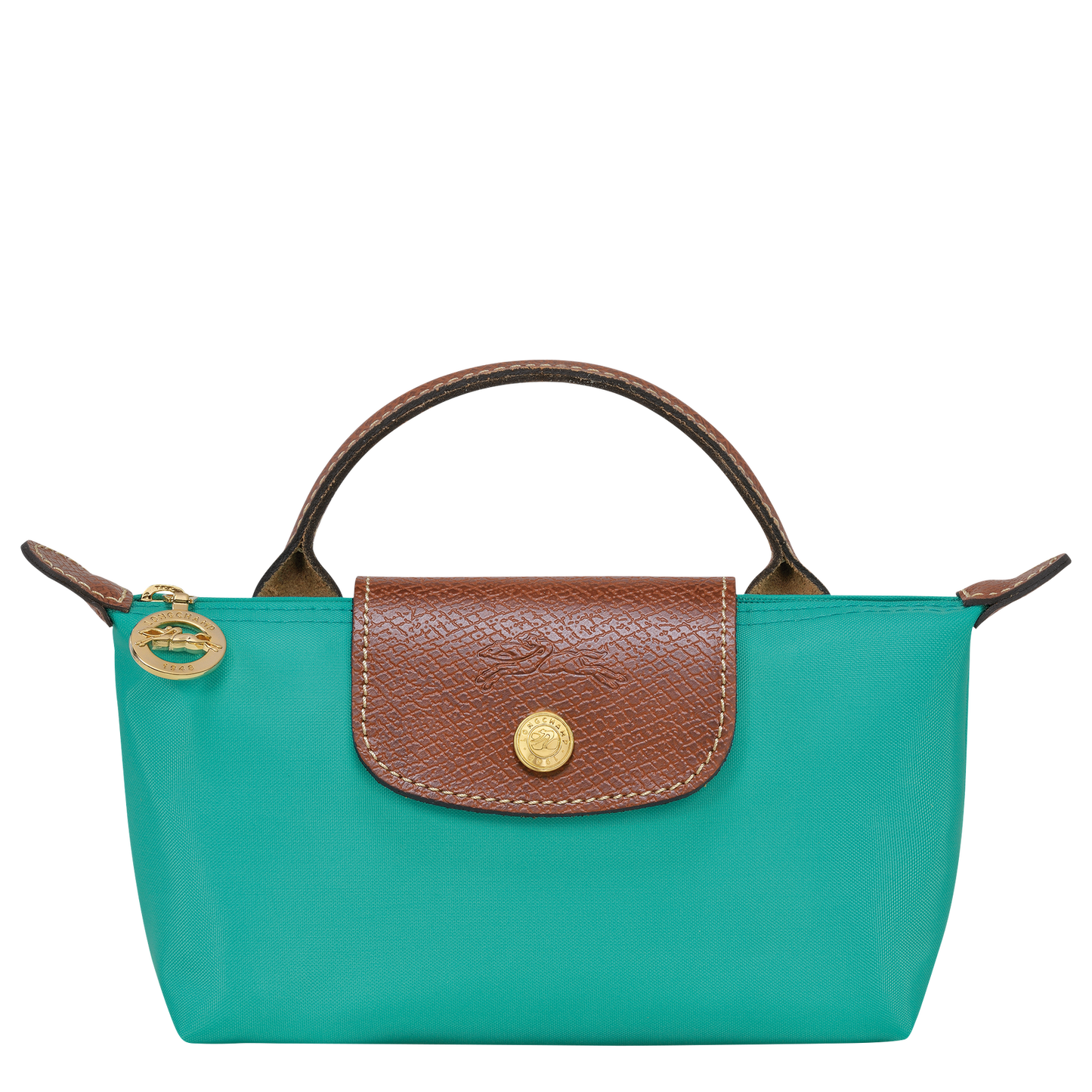 Longchamp Le Pliage Green Coin Purse with Handle Turquoise