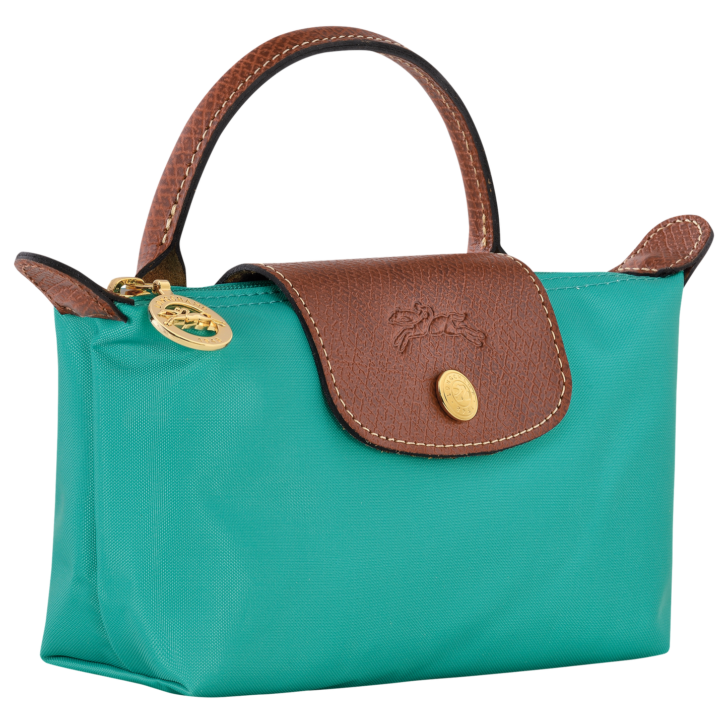 Longchamp Le Pliage Green Coin Purse with Handle Turquoise