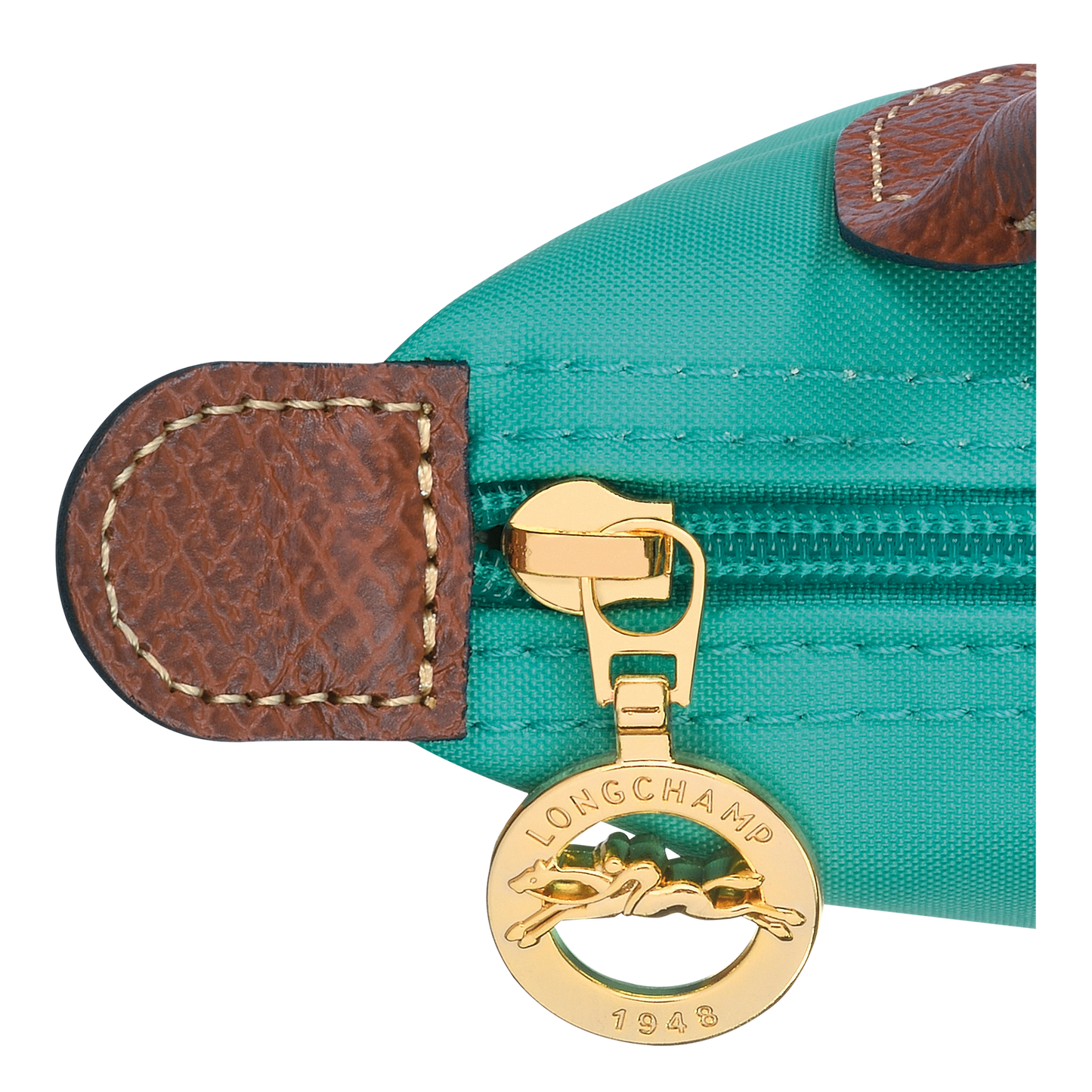 Longchamp Le Pliage Green Coin Purse with Handle Turquoise