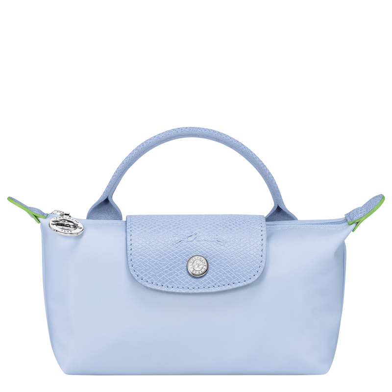 Longchamp Le Pliage Green Pouch with Handle Sky Blue