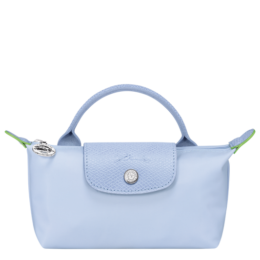 Longchamp Le Pliage Green Pouch with Handle Sky Blue