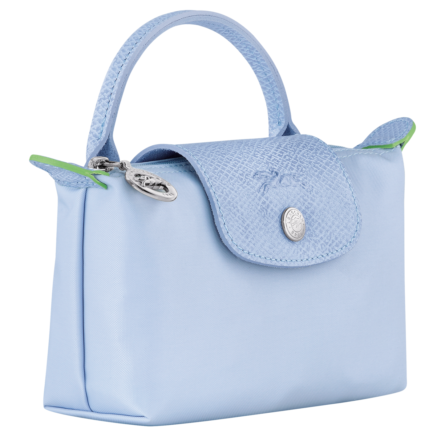 Longchamp Le Pliage Green Pouch with Handle Sky Blue