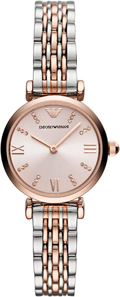 Emporio Armani Women’s Analog Stainless Steel Pink Dial 28mm Watch AR11223