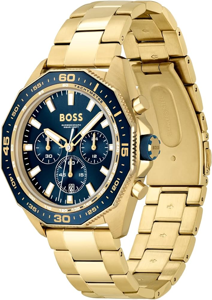 Hugo Boss Men’s Quartz Gold Stainless Steel Blue Dial 44mm Watch 1513973