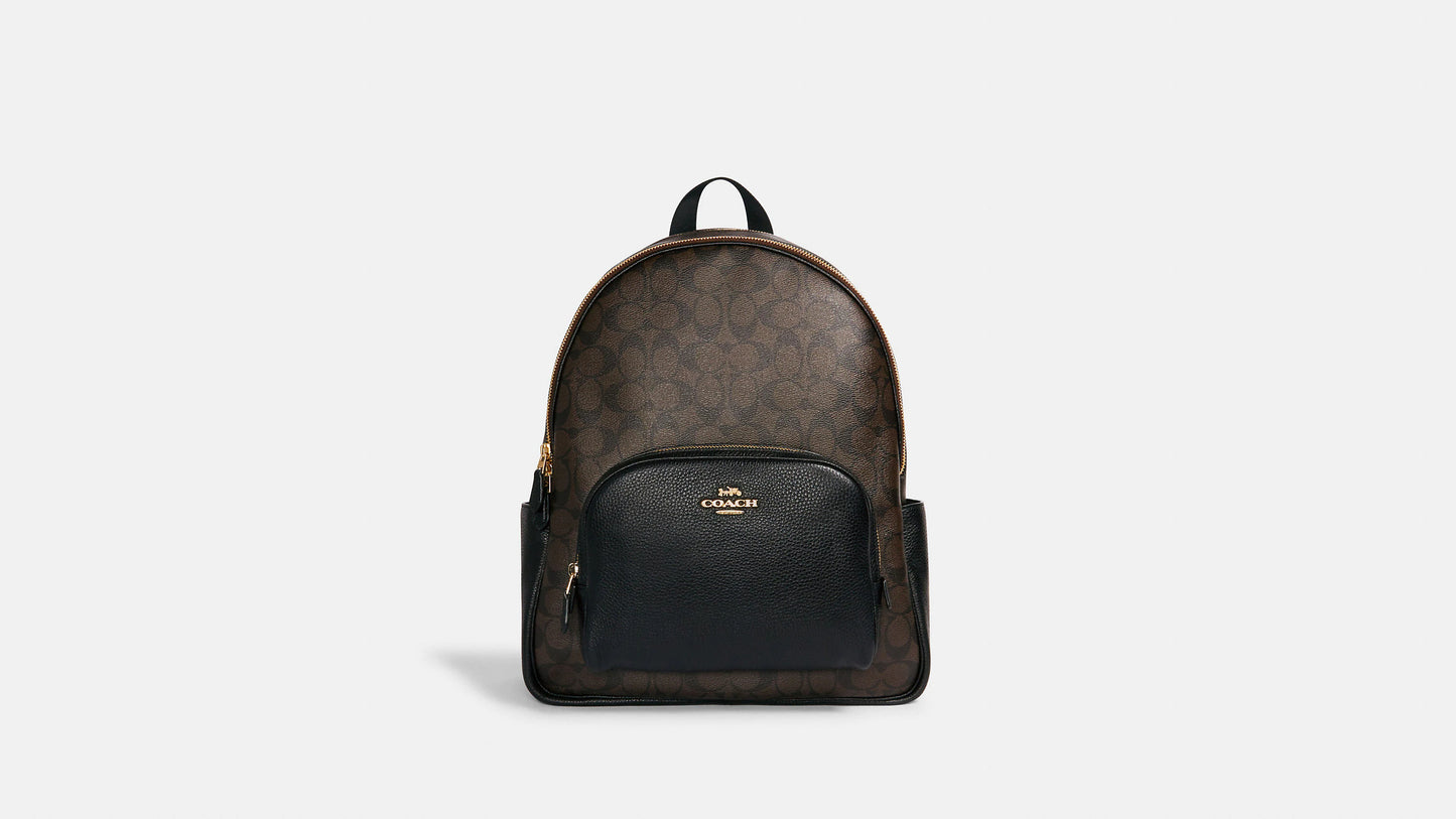 Coach Large Court Backpack In Signature Canvas