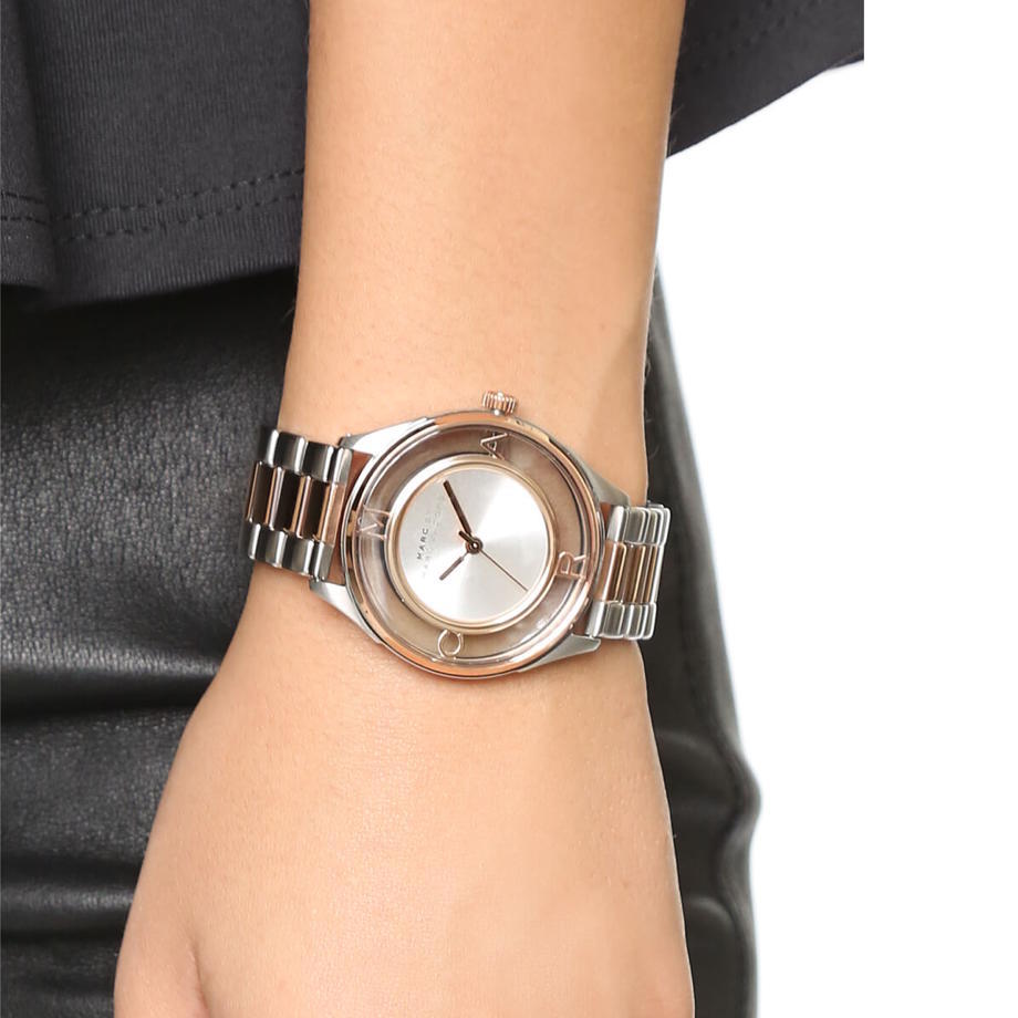 Marc By Marc Jacobs Tether Silver Transparent Dial Two-Tone Ladies Watch MBM3436