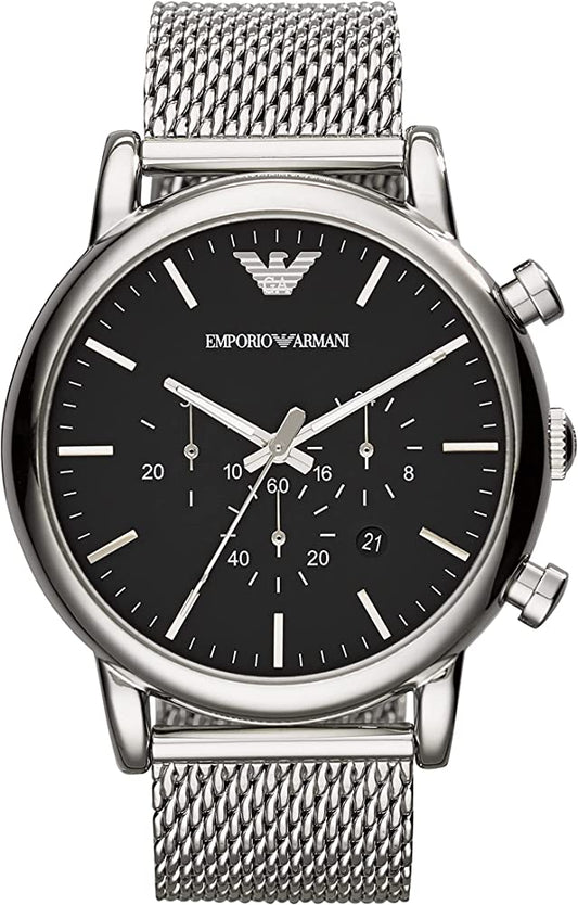 Emporio Armani Men’s Chronograph Quartz Stainless Steel Black Dial 46mm Watch AR1808