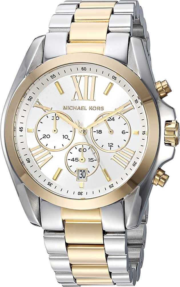 Michael Kors Women’s Chronograph Quartz Stainless Steel Silver Dial 45mm Watch MK5627