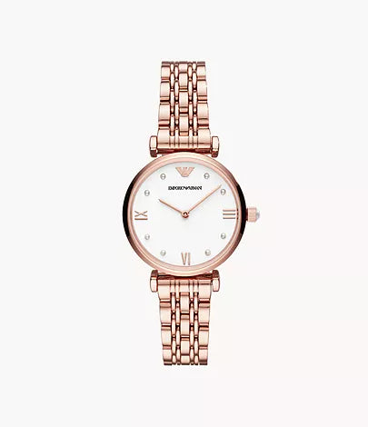 Emporio Armani Two-Hand Rose Gold-Tone Stainless Steel Watch AR11267