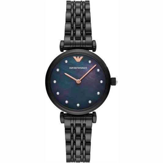 Emporio Armani Women’s Analog Stainless Steel Black Dial 32mm Watch AR11268