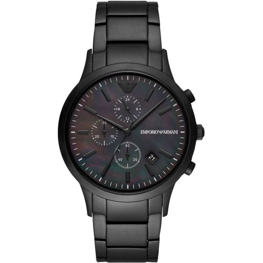 Emporio Armani Men’s Chronograph Quartz Analog Stainless Steel Black Dial 43mm Watch AR11275