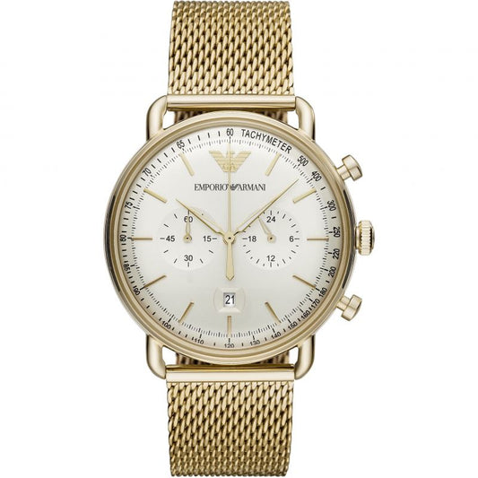 Emporio Armani Men’s Quartz Stainless Steel Beige Dial 43mm Watch AR11315