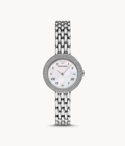 Emporio Armani Women’s Analog Stainless Steel White Dial 30mm Watch AR11354