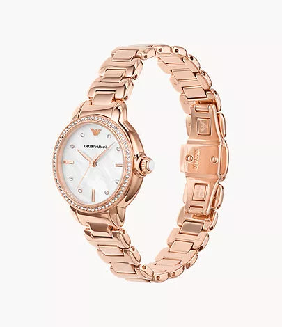 Emporio Armani Three-Hand Rose Gold-Tone Stainless Steel Watch AR11523