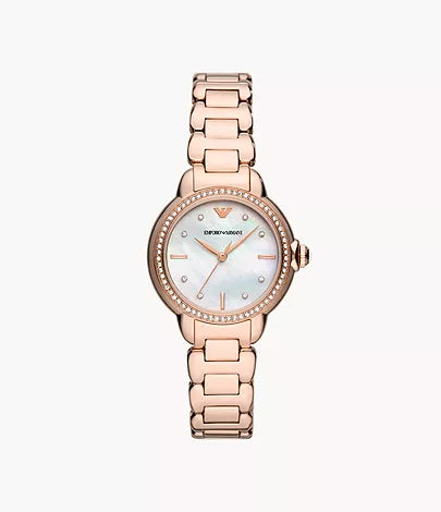 Emporio Armani Three-Hand Rose Gold-Tone Stainless Steel Watch AR11523